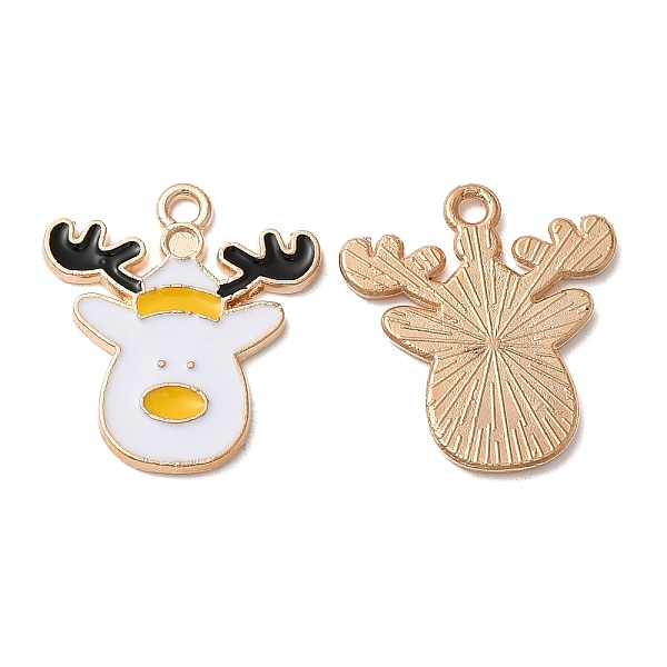 

PandaHall Christmas Light Gold Tone Alloy Enamel Pendants, Cadmium Free & Lead Free, Reindeer Charm, White, 21x19x1.5mm, Hole: 1.5mm...