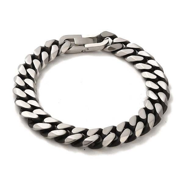 

PandaHall 304 Stainless Steel Cuban Link Chain Bracelets for Women Men, Antique Silver, 8-5/8 inch(22cm), Link: 12x15x2mm 304 Stainless...