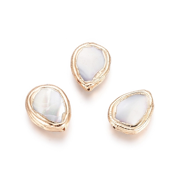 

PandaHall Shell Beads, with Brass Findings, Golden Plated Edge, Teardrop, Seashell Color, 16.5~17.5x12.5~13x3.5~4.5mm, Hole: 0.6mm Other...