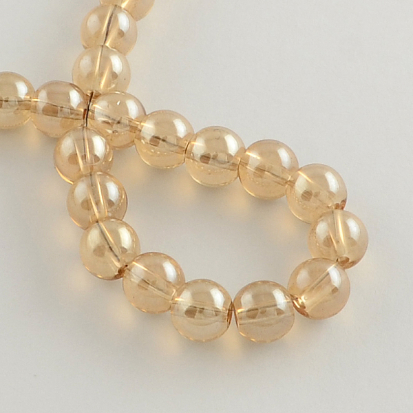 

PandaHall Electroplate Transparent Glass Round Bead Strands, Full Rainbow Plated, Navajo White, 8mm, Hole: 1.5mm, about 84pcs/strand, 26.38..., Orange