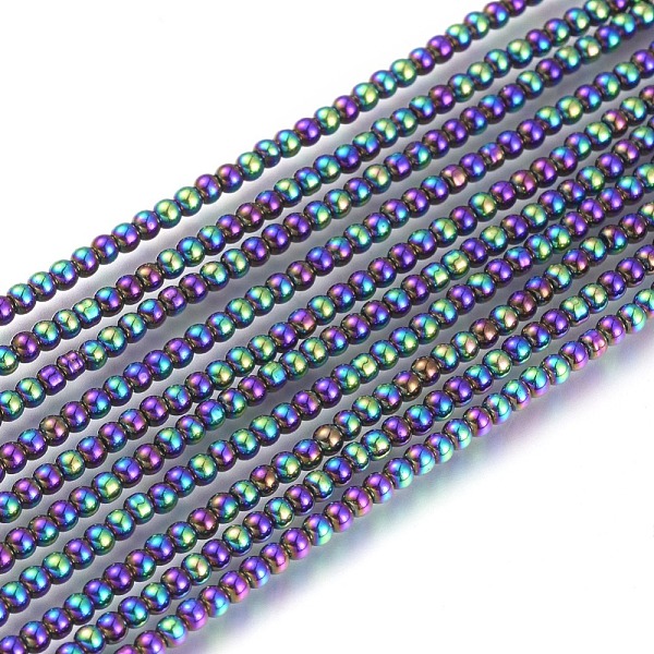 

PandaHall Electroplate Glass Beads Strands, Round, Full Plated, Multi-color Plated, 2mm, Hole: 0.6mm, about 180pcs/strand, 14.17 inch(36cm)..., Purple