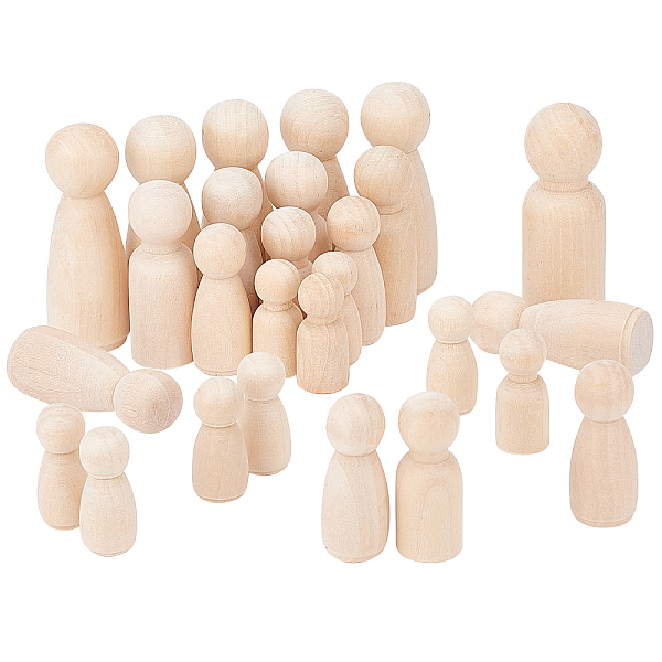 

PandaHall 48pcs 8 Styles Natural Wooden Peg Doll Bodies, 3.4-6.6cm DIY Paint Tiny Doll Bodies for Arts and Crafts, Antique White Wood..., Orange