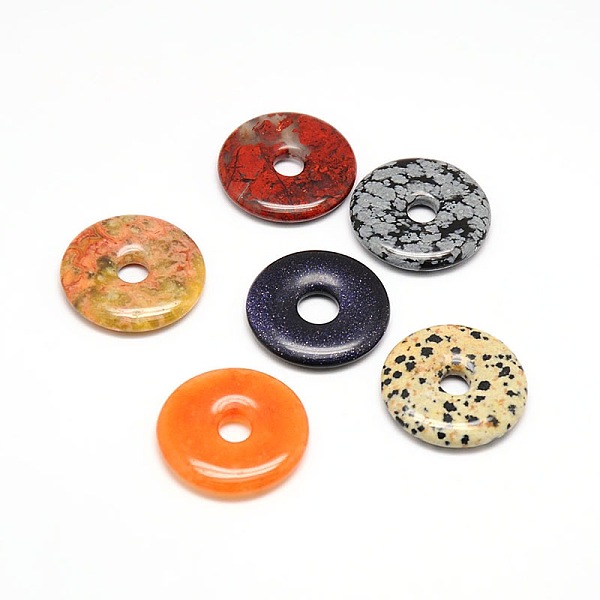 

PandaHall Donut/Pi Disc Natural Gemstone Big Pendants, Mixed Stone, Donut Width: 19.8mm, 50x6mm, Hole: 10.5mm Mixed Stone Flat Round