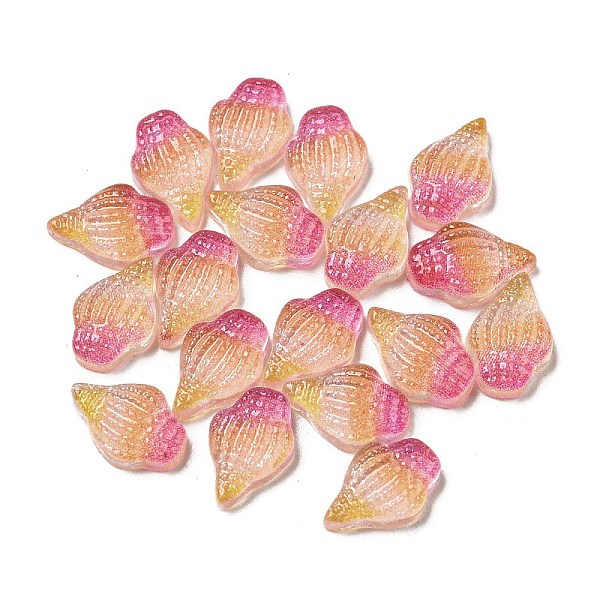 

PandaHall Luminous Transparent Resin Decoden Cabochons, Glow in the Dark Cabochons with Glitter Powder, Camellia, Shell Shape, 6x9x2.5mm..., Pink