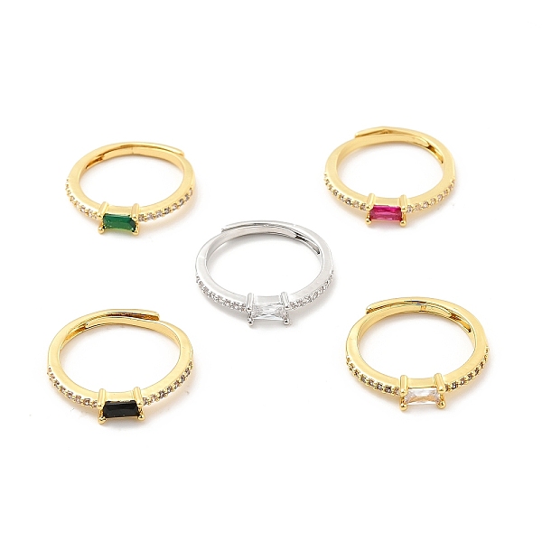 

PandaHall Rack Plating Brass Micro Pave Cubic Zirconia Adjustable Rings, Cadmium Free & Lead Free, Long-Lasting Plated, Mixed Color, Mixed..., Multicolor