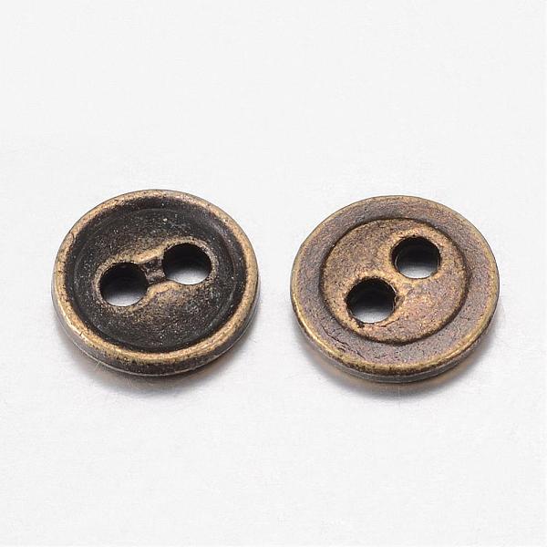 

PandaHall Alloy Buttons, 2-Hole, Flat Round, Antique Bronze, 15x2mm, Hole: 1.5mm Alloy Flat Round