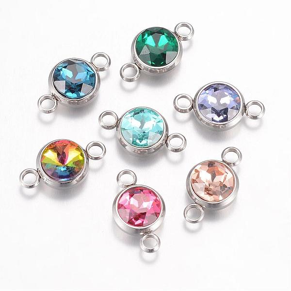 

PandaHall K9 Glass Links connectors, Faceted, with 304 Stainless Steel Findings, Flat Round, Stainless Steel Color, Mixed Color..., Multicolor