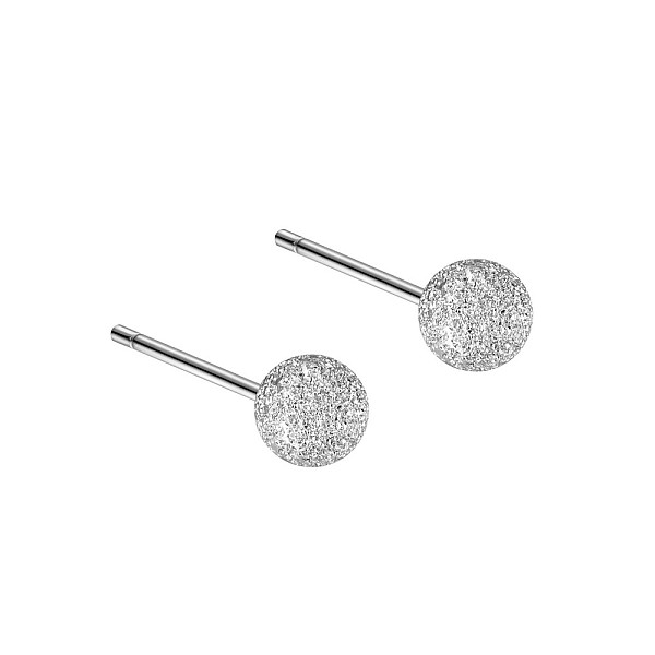 

PandaHall Rhodium Plated 999 Sterling Silver Texture Round Stud Earrings for Women, with 999 Stamp, Platinum, 16x5mm Sterling Silver Round