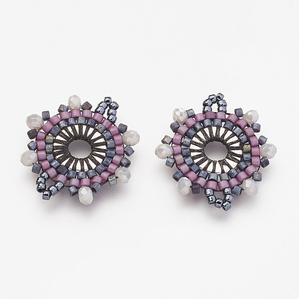 

PandaHall MIYUKI & TOHO Handmade Japanese Seed Beads Links, Loom Pattern, Flower, Lilac, 22x20x3mm, Hole: 1~2mm Glass Flower Purple