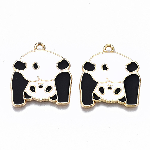 

PandaHall Alloy Enamel Pendants, Cadmium Free & Lead Free, Light Gold, Panda Shape, White & Black, 27x24x1.2mm, Hole: 1.8mm Alloy+Enamel...