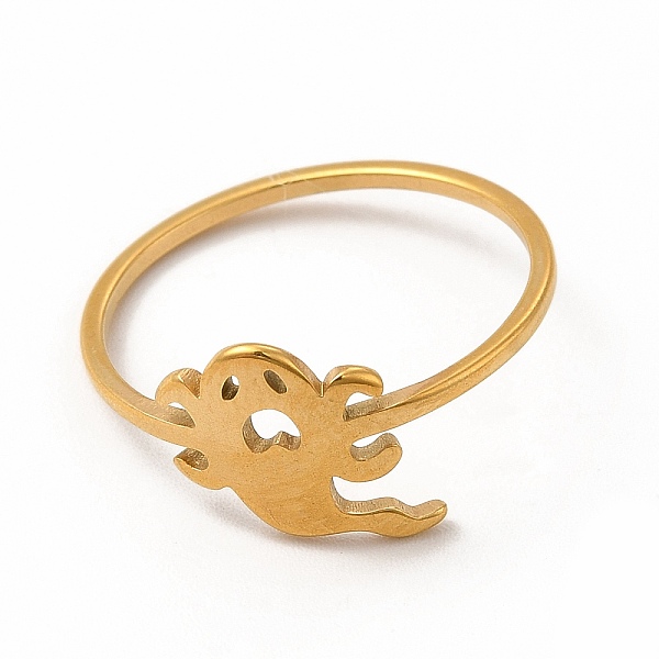 

PandaHall 304 Stainless Steel Hollow Out Ghost Finger Ring for Women, Golden, Inner Diameter: 17.8mm 304 Stainless Steel
