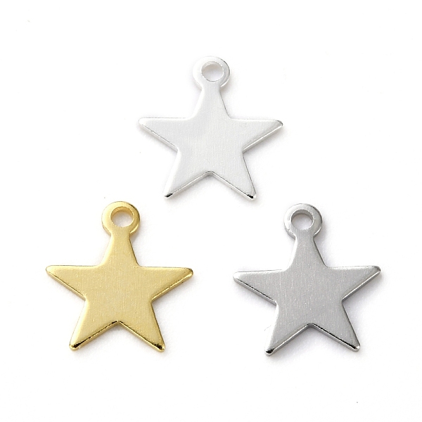 

PandaHall Brass Charms, Star, Mixed Color, 8.5x7.5x0.4mm, Hole: 1mm Brass Star