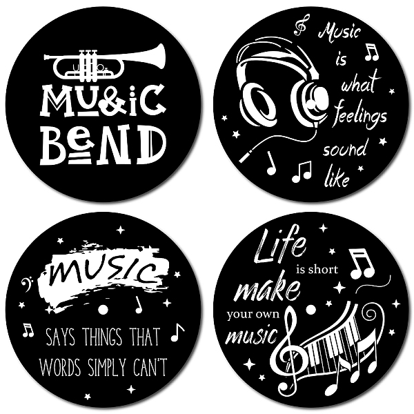 

PandaHall CREATCABIN 4Pcs Vintage Decor Records Wall Decor Signs Hippie 1950s Decor Collage Display Decoration Musical Instruments...