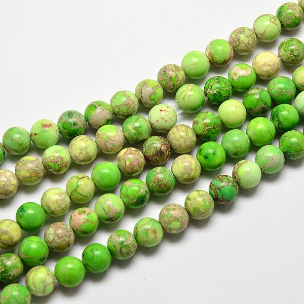 

PandaHall Natural Imperial Jasper Beads Strands, Round, Dyed, Lime, 8mm, Hole: 1mm, about 48pcs/strand, 15.7 inch Imperial Jasper Round..., Green