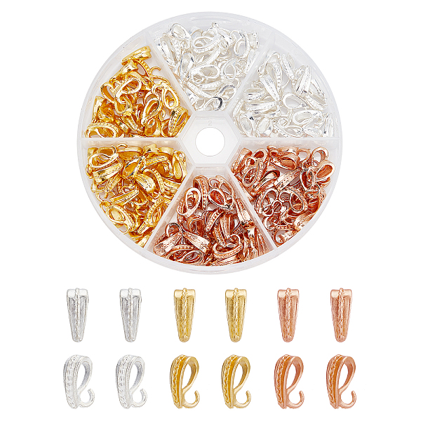 

PandaHall CHGCRAFT 180Pcs 3 Colors Alloy Pendant Bails with Open Rings, Mixed Color, 12x4.5x7mm, Hole: 3mm and 6x3.5mm, 60pcs/color Alloy