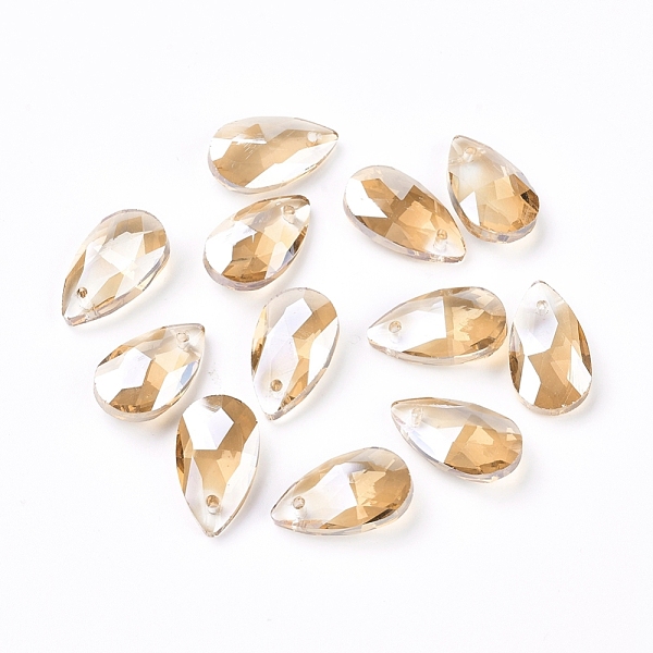 

PandaHall Faceted Glass Pendants, Teardrop, Brown, 15x9.5x5.5mm, Hole: 1mm Glass Teardrop Brown
