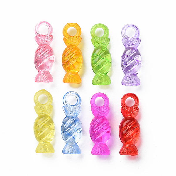 

PandaHall Transparent Acrylic Pendants, Candy, Mixed Color, 21x7x5.5mm, Hole: 3mm, about 1220pcs/500g Acrylic Candy Multicolor