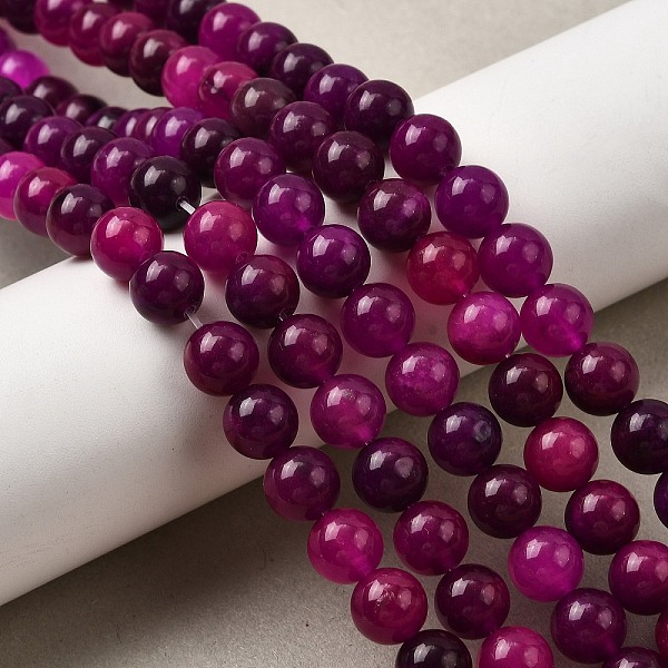 Naturels teints en blanc perles de jade brins