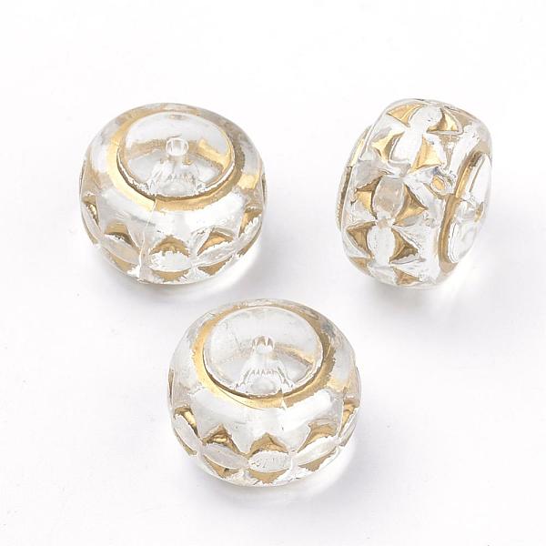 

PandaHall Plating Transparent Acrylic Beads, Golden Metal Enlaced, Drum, Clear, 18.5x13.5mm, Hole: 2mm, about 160pcs/500g Acrylic Drum Clear