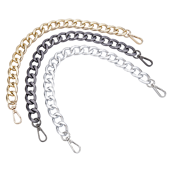 

PandaHall Aluminum Chain Bag Handles, with Alloy Swivel Clasps, Bag Replacement Accessories, Mixed Color, 40cm, 3 colors, 1pc/color...