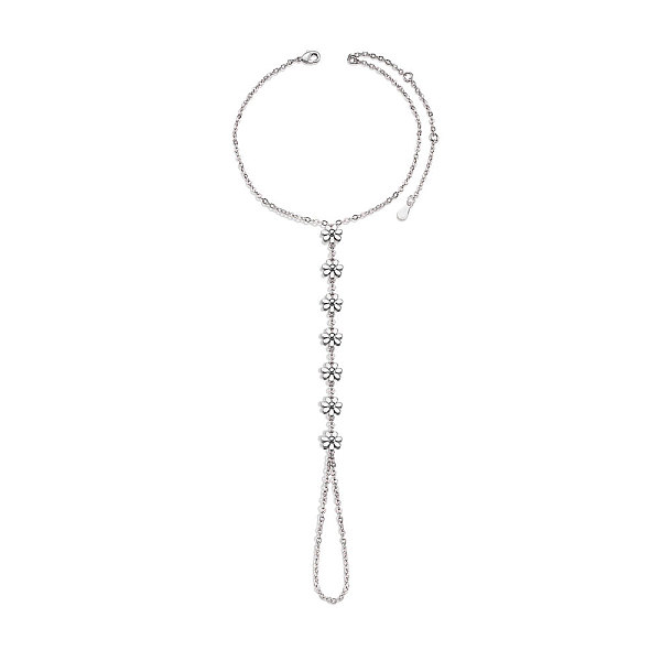PandaHall SHEGRACE Brass Toe Ring Anklets, Barefoot Sandles, with Cable Chains, Daisy, Platinum, 7-7/8 inch(20cm) Brass PandaHall SHEGRACE Brass Toe Ring Anklets, Barefoot Sandles, with Cable Chains, Daisy, Platinum, 7-7/8 inch(20cm) Brass