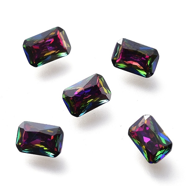 

PandaHall Cubic Zirconia Pointed Back Cabochons, Back Plated, Faceted Rectangle, Vitrail Rose, 6x4x2mm Cubic Zirconia Rectangle Pink