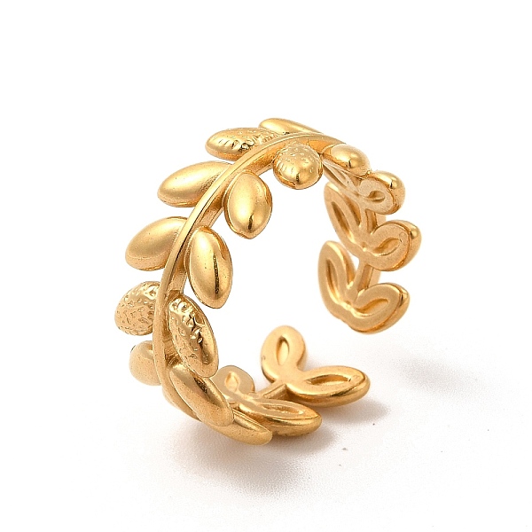 

PandaHall Vacuum Plating 304 Stainless Steel Leafy Branch Open Cuff Ring for Women, Golden, US Size 7 1/4(17.5mm) 304 Stainless Steel