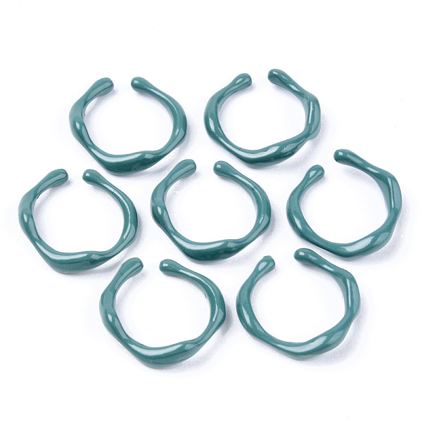 

PandaHall Spray Painted Alloy Cuff Rings, Open Rings, Cadmium Free & Lead Free, Teal, US Size 6(16.5mm) Alloy Cyan