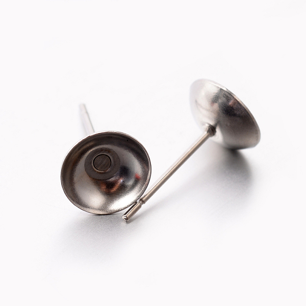 

PandaHall 304 Stainless Steel Stud Earring Findings, Stainless Steel Color, 8mm, Pin: 0.6mm 304 Stainless Steel Others