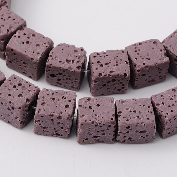 

PandaHall Synthetic Lava Rock Bead Strands, Cube, Dyed, Purple, 8x8x8mm, Hole: 2mm, about 45pcs/strand, 16 inch Lava Rock Cube Purple