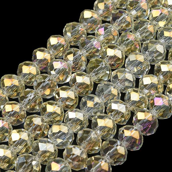 

PandaHall Electroplate Transparent Glass Beads Strands, Full Rainbow Plated, Faceted, Rondelle, Clear, 6x5mm, Hole: 1mm, about...