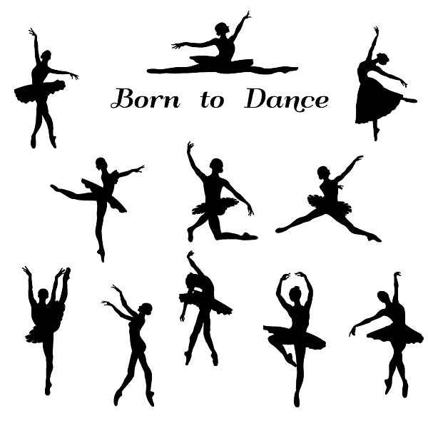 

PandaHall SUPERDANT 2 Sheet Born to Dance Wall Stickers Ballet Girl Silhouette Wall Decor Stickers DIY Saying Wall Art Decal Sticker for...