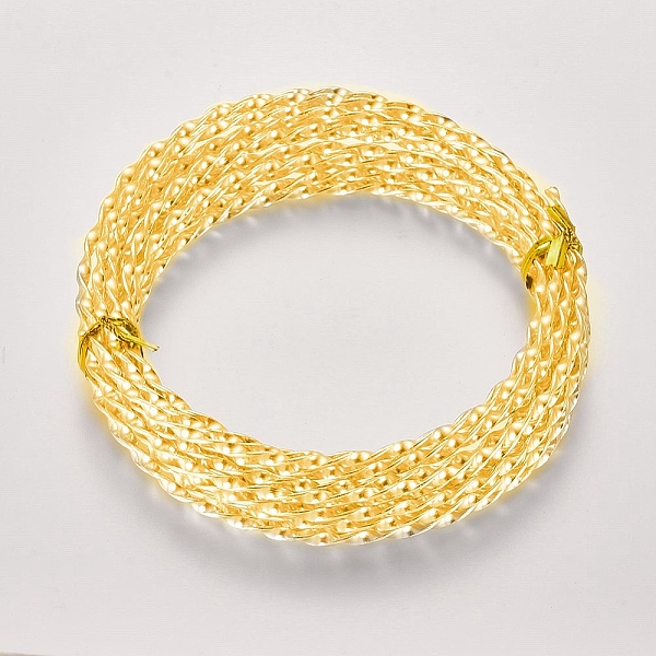 

PandaHall Aluminum Wire, Twisted, Gold, 2~3mm, about 10m/roll Aluminum Twisted Flat Gold