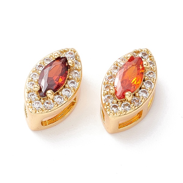 

PandaHall Brass Micro Pave Dark Orange Cubic Zirconia Beads, Lead Free & Cadmium Free & Nickel Free, Horse Eye, Real 18K Gold Plated...