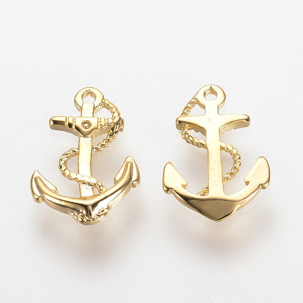 

PandaHall Brass Charms, Nickel Free, Real 18K Gold Plated, Anchor, 11x8x1mm, Hole: 1mm Brass Anchor & Helm
