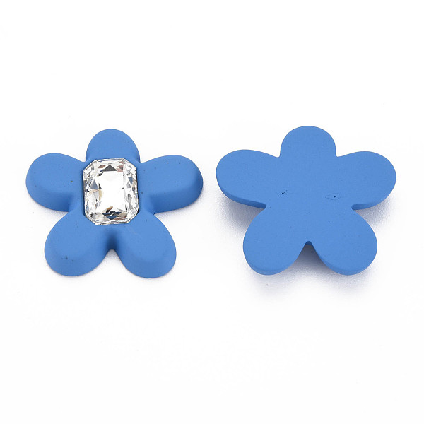 

PandaHall Rubberized Style Acrylic Rhinestone Cabochons, Faceted, Flower, Royal Blue, 33.5x34.5x6.5mm Acrylic Rhinestone Flower