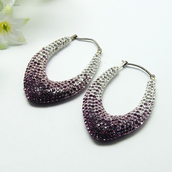 

PandaHall Resin Austrian Crystal Earrings, with 925 Silver Findings, teardrop, 204_Amethyst, 41mm Resin+Austrian Crystal Purple