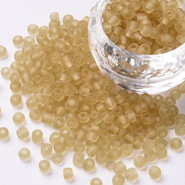 

PandaHall 6/0 Glass Seed Beads, Frosted Colors, Round, Round Hole, Khaki, 6/0, 4mm, Hole: 1~1.5mm, about 500pcs/50g, 50g/bag, 18bags/2pounds..., Yellow