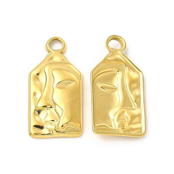 

PandaHall Ion Plating(IP) 304 Stainless Steel Pendants, Rectangle with Human Face Charm, Real 18K Gold Plated, 22x11x3mm, Hole: 2.3mm 304...