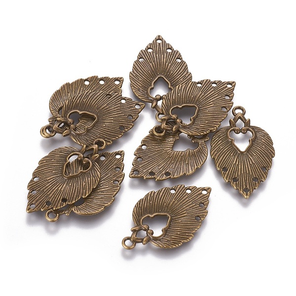 

PandaHall Tibetan Style Chandelier Components Links, Lead Free & Nickel Free, Leaf, Antique Bronze, 34x20x1.5mm, Hole: 1~2mm Alloy Leaf