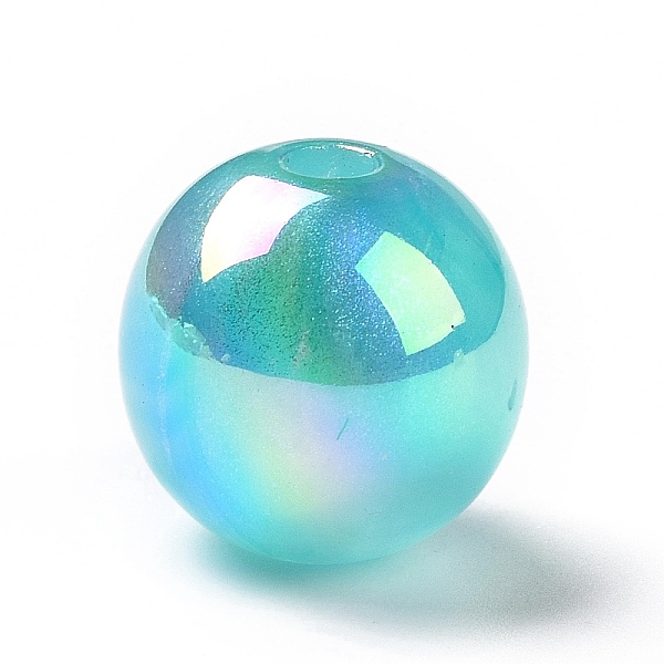 

PandaHall UV Plating Rainbow Iridescent Acrylic Beads, with Glitter Powder, Round, Turquoise, 15mm, Hole: 3.2mm Acrylic Round Green