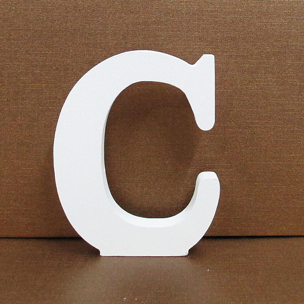 

PandaHall Letter Wooden Ornaments, for Home Wedding Decoration Shooting Props, Letter.C, 100x100x15mm Wood Letter C White