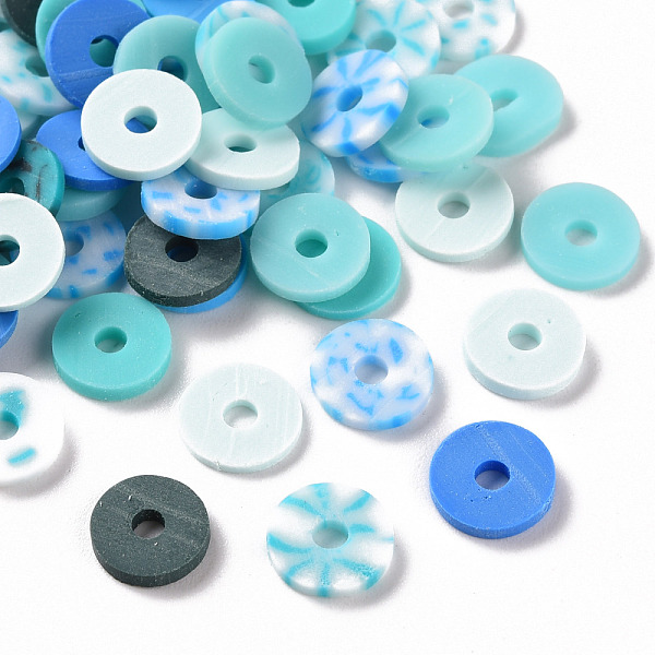 PandaHall Handmade Polymer Clay Beads, Heishi Beads, for DIY Jewelry Crafts Supplies, Disc/Flat Round, Medium Turquoise, 8x1.5mm, Hole: 2mm...