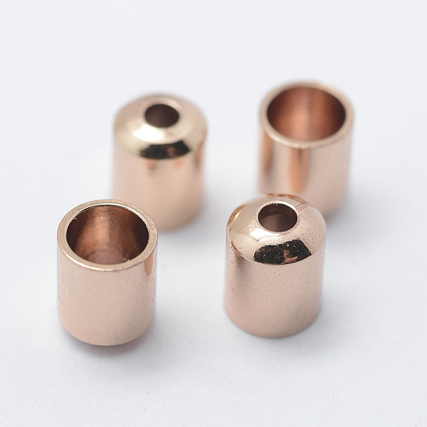 

PandaHall Brass Cord Ends, End Caps, Column, Long-Lasting Plated, Rose Gold, 5x4mm, Hole: 1mm, 3mm inner diameter Brass
