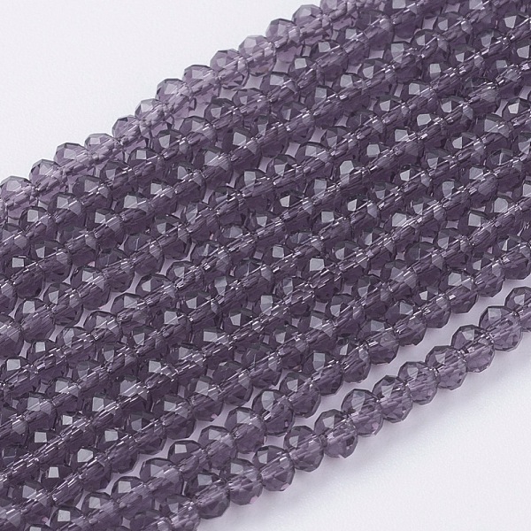 

PandaHall Glass Beads Strands, Faceted, Rondelle, Medium Orchid, 3x2~2.5mm, Hole: 0.5mm, about 160~165pcs/strand, 15~16inch Glass Rondelle..., Purple