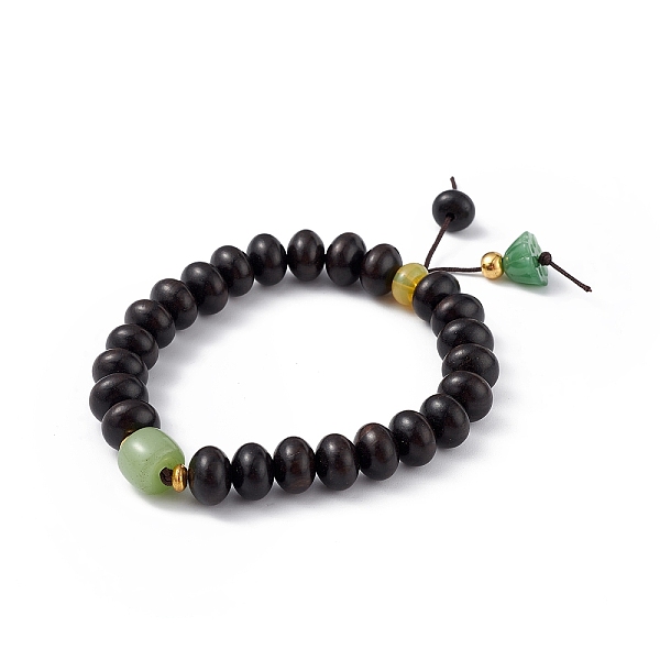 

PandaHall Ebony Wood Bead Stretch Bracelet, Lotus Seedpod Charms Lucky Bracelet for Women, Black, Inner Diameter: 2-3/4 inch(7cm) Wood Black