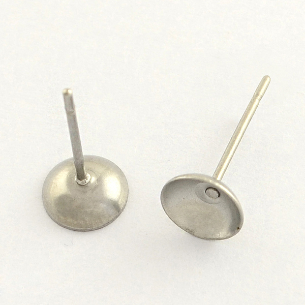 

PandaHall 304 Stainless Steel Post Stud Earring Findings, Stainless Steel Color, 6mm, pin: 0.8mm 304 Stainless Steel Others