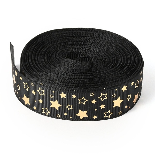 

PandaHall Laser Polyester Grosgrain Ribbon, Single Face Printed, for Bows Gift Wrapping, Festival Party Decoration, Star Pattern, 7/8 inch..., Black