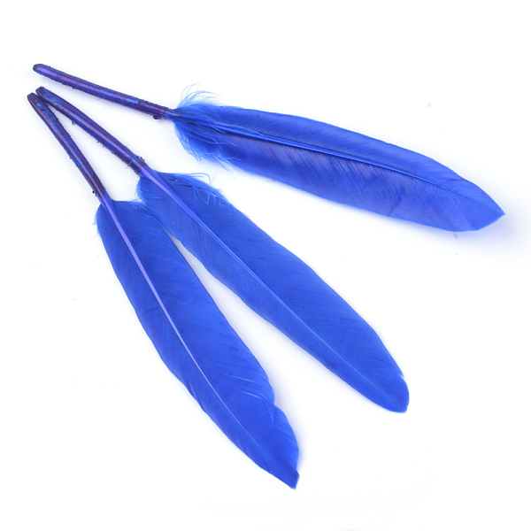 

PandaHall Goose Feather Costume Accessories, Dyed, Blue, 100~175x13~25mm Feather Feather Blue
