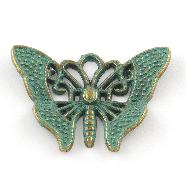 

PandaHall Butterfly Zinc Alloy Pendants, Cadmium Free & Nickel Free & Lead Free, Antique Bronze & Green Patina, 23x31x3mm, Hole: 4x3mm Alloy...